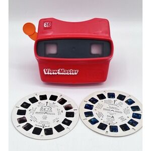 Vintage 1980s View-Master 3D Viewer Red w/ Disney 101 Dalmatians Reels